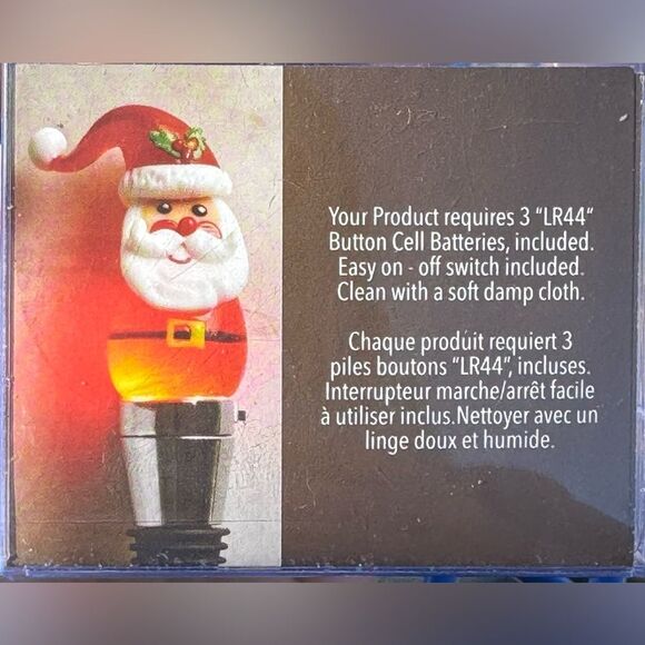 PIER 1 Bottle Stopper LED Light Up Santa Claus Changing Lights Christmas - Picture 3 of 11